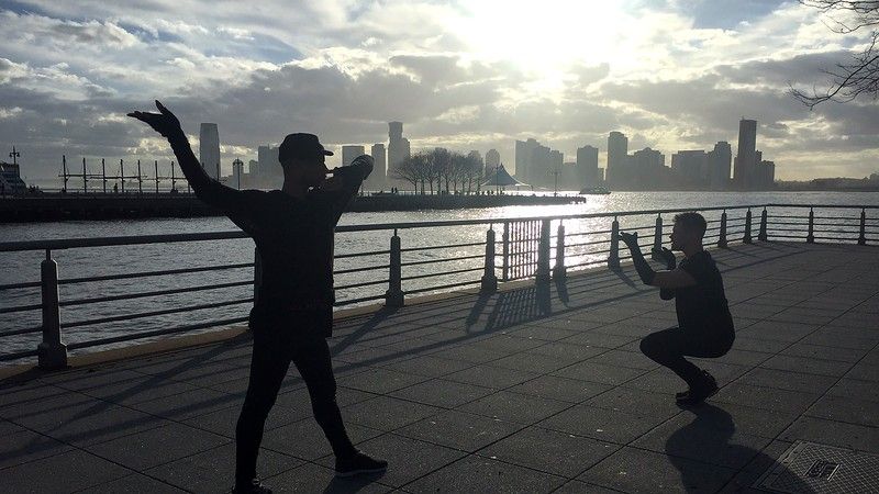 Russell and Aeon Satori vogue dancing on Christopher Street Pier